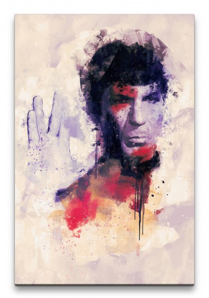 Commander Spock Star Trek Porträt Abstrakt Kunst 60x90cm Leinwandbild