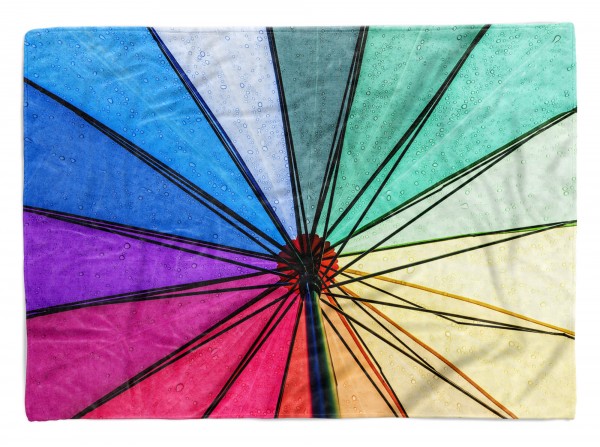 Handtuch Strandhandtuch Saunatuch Kuscheldecke mit Fotomotiv bunter Regenschirm