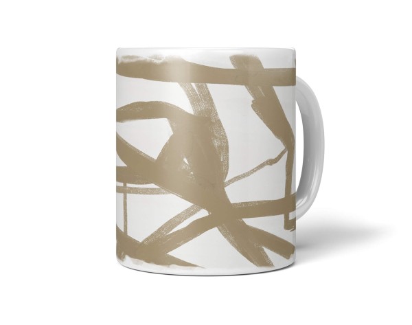 Dekorative Tasse mit schönem Motiv abstraktes Muster Braun Beige Kunstvoll Modern