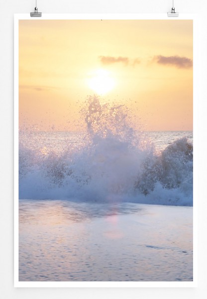 60x90cm Poster Landschaftsfotografie  Brechende Meereswellen unter der Sonne