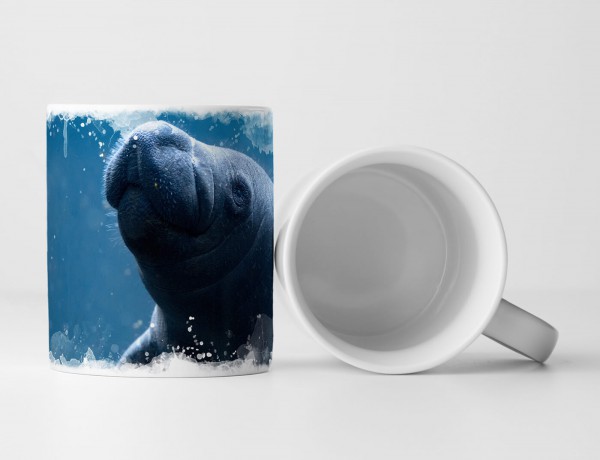 Tasse Geschenk Tierfotografie - Seekuh im Wasser