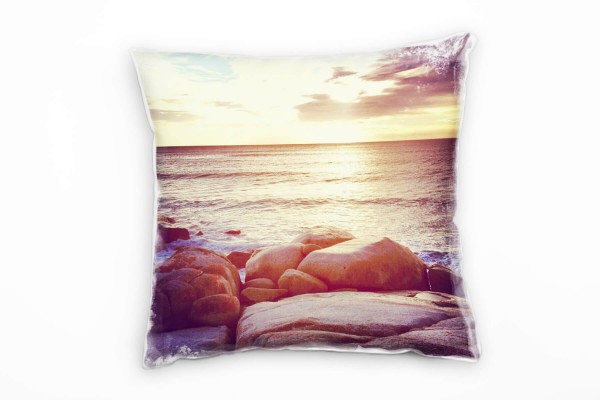 Strand und Meer , Steine, kleine Wellen Deko Kissen 40x40cm für Couch Sofa Lounge Zierkissen