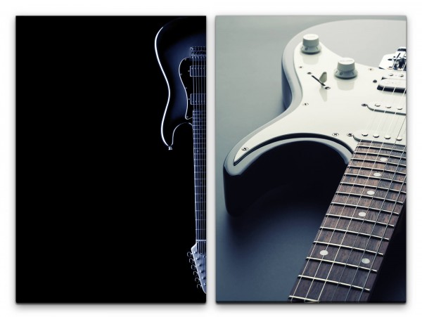 2 Bilder je 60x90cm Gitarre Rock Metal E-Gitarre Musik Schwarz Heavy