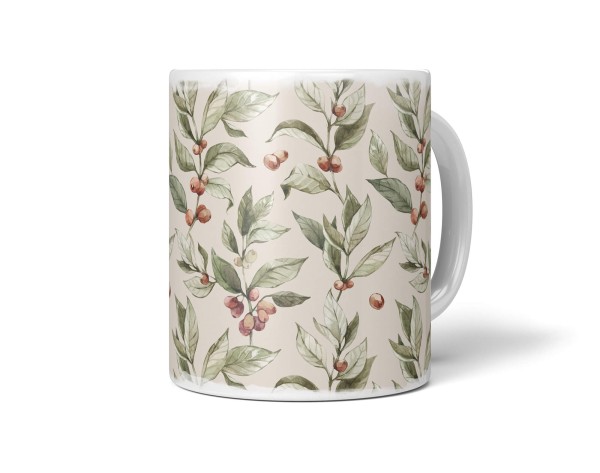 Dekorative Tasse mit schönem Motiv Pflanzen Pflanzenmuster Beige Vintage Pastelltöne