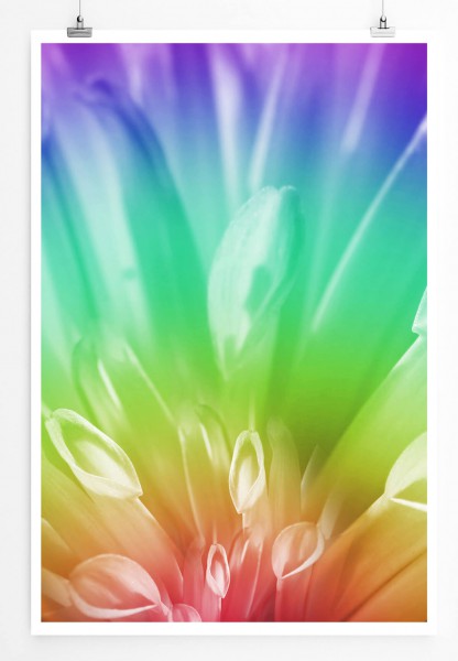 60x90cm Digitale Grafik Poster Regenbogen Blume