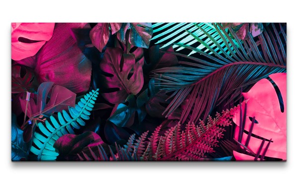 Leinwandbild 120x60cm Blätter in verschiedenen Farben Kunstvoll Dekorativ