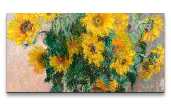 Remaster 120x60cm Claude Monet Impressionismus weltberühmtes Wandbild Bouquet of Sunflowers zeitlose