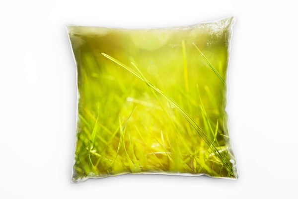 Natur, grün, Gras, Wiese, Sonnenschein Deko Kissen 40x40cm für Couch Sofa Lounge Zierkissen