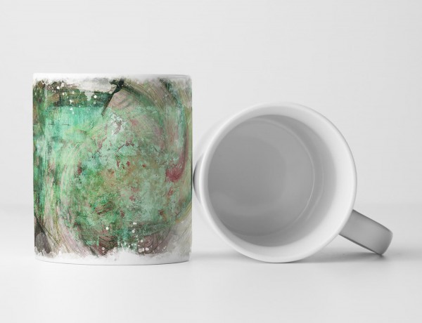 Tasse Geschenk Mintgrün + weiße Elemente