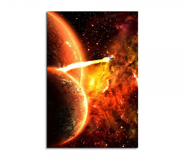 Burning Planets And Spaceship Fantasy Art 90x60cm