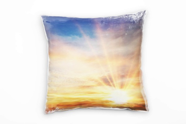 Natur, blau, orange, Sonnenaufgang, Himmel Deko Kissen 40x40cm für Couch Sofa Lounge Zierkissen