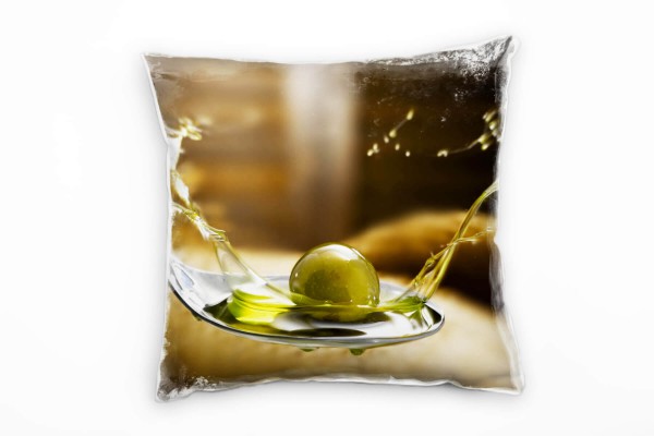 Macro, Olive, Öl, braun, grün Deko Kissen 40x40cm für Couch Sofa Lounge Zierkissen