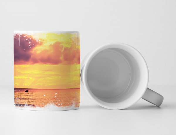 Tasse Geschenk Strand Seychellen bei Sonnenaufgang 