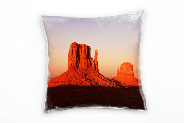 Landschaft, orange, rot, warm Deko Kissen 40x40cm für Couch Sofa Lounge Zierkissen