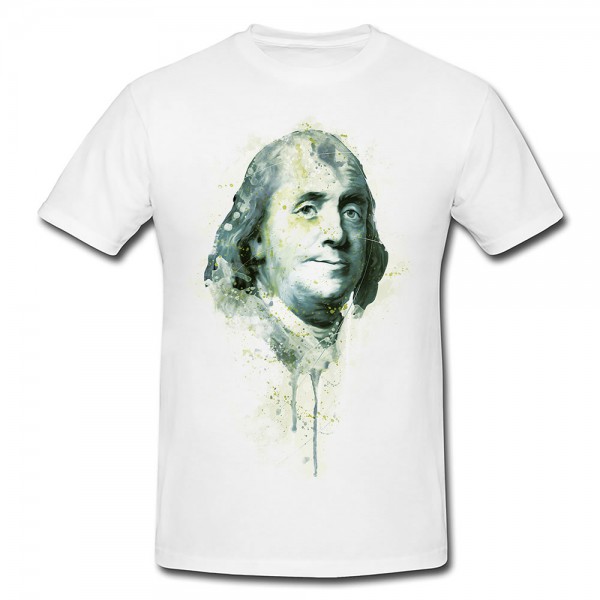 Benjamin Franklin Premium Motiv aus Paul Sinus Aquarell - Herren und Damen Shirt weiss