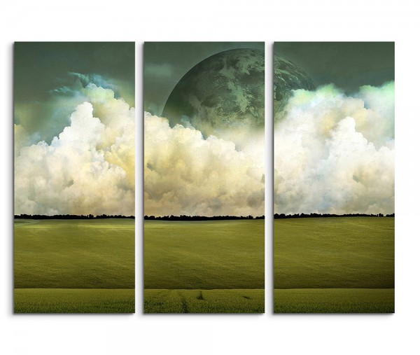 Planet Behind Clouds Fantasy Art 3x90x40cm