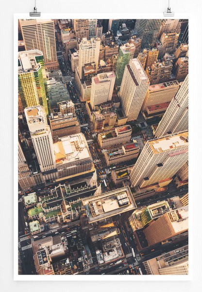 Urbane Fotografie  Manhattan von oben bei Sonnenaufgang 60x90cm Poster