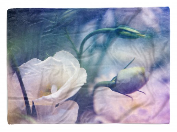 Handtuch Strandhandtuch Saunatuch Kuscheldecke mit Fotomotiv Weiße Blüte Blumen