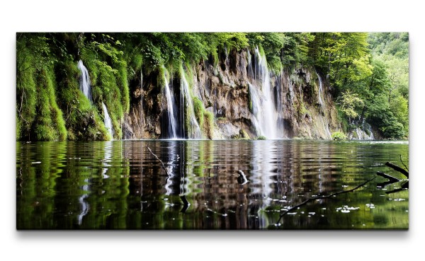Leinwandbild 120x60cm Thailand Wasserfall See Dschungel Tropisch Exotisch
