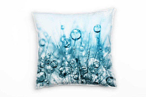 Macro, blau, Wasserblasen, abstrakt Deko Kissen 40x40cm für Couch Sofa Lounge Zierkissen