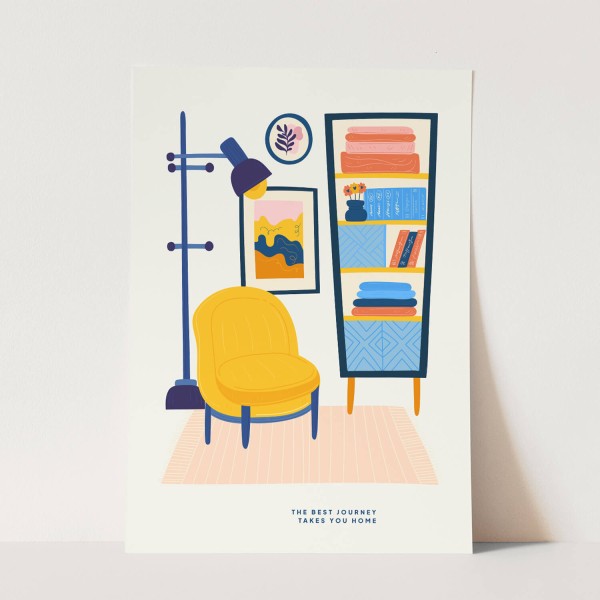 Farbenfrohe Illustration Möbel Inneneinrichtung Modern Dekorativ Sweet Home
