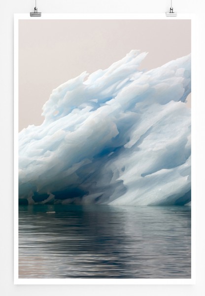 90x60cm Poster Blauer Eisberg Grönland