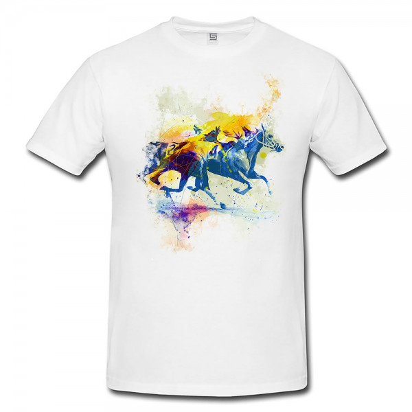 Pferderennen Herren und Damen T-Shirt Sport Motiv aus Paul Sinus Aquarell