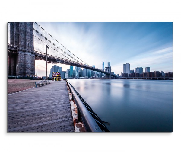 120x80cm Wandbild Manhattan Brooklyn Bridge Hudson River