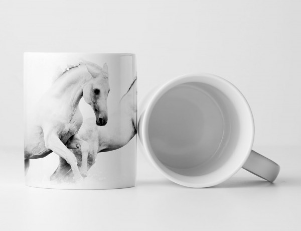 Tasse Geschenk Künstlerische Fotografie – Zwei weiße Pferde