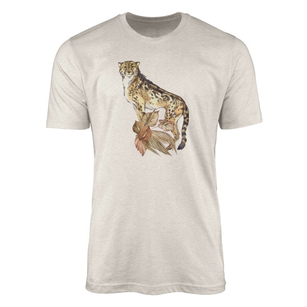 Herren Shirt 100% gekämmte Bio-Baumwolle T-Shirt Aquarell Gepard Motiv Nachhaltig Ökomode aus erneu