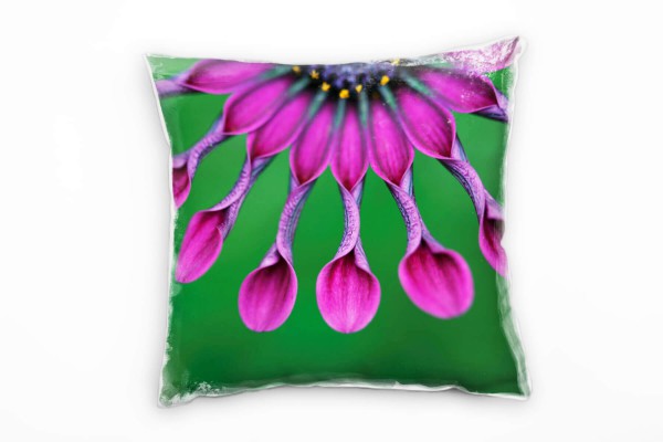 Macro, Blume, pink, grün, gelb, lila Deko Kissen 40x40cm für Couch Sofa Lounge Zierkissen