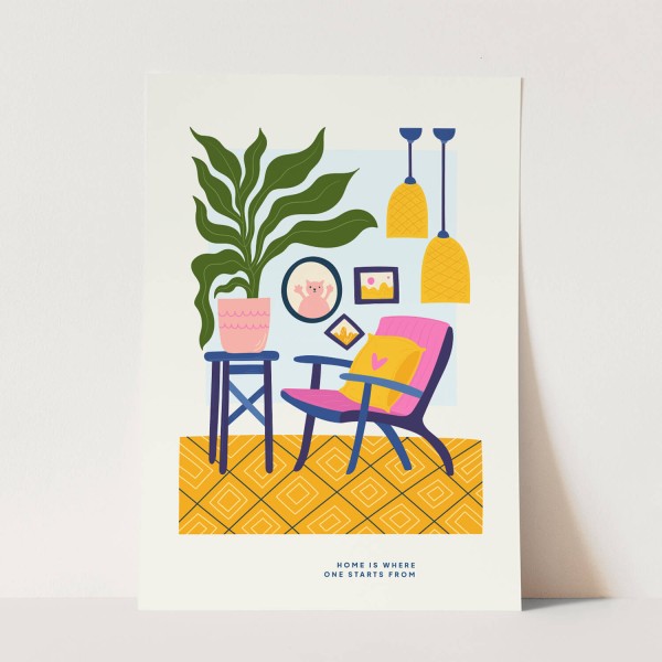Farbenfrohe Illustration Möbel Inneneinrichtung Modern Dekorativ Sweet Home