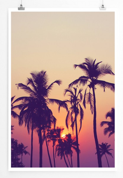 Silhouette von Palmen bei Sonnenaufgang 60x90cm Poster