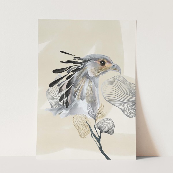 Vogel Motiv Kranich exklusives Design Grautöne Kunstvoll Einzigartig