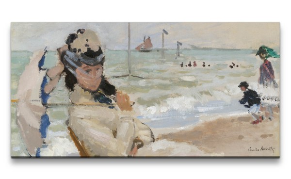 Remaster 120x60cm Claude Monet Impressionismus weltberühmtes Wandbild Camille on the Beach