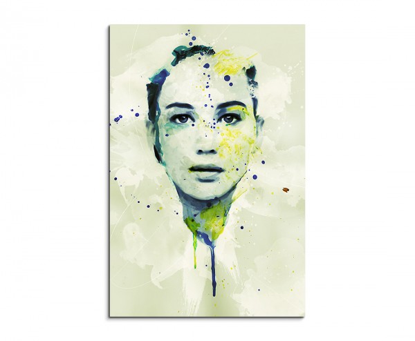 Jennifer Lawrence Splash 90x60cm Kunstbild als Aquarell auf Leinwand