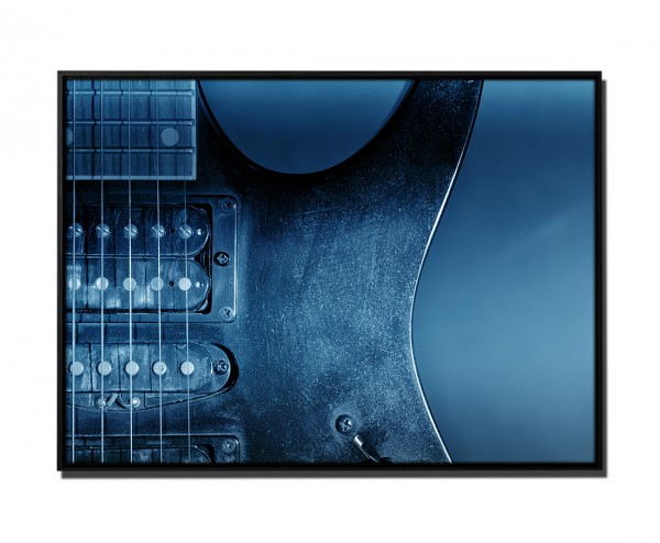 105x75cm Leinwandbild Petrol Nahaufnahme E-Gitarre II