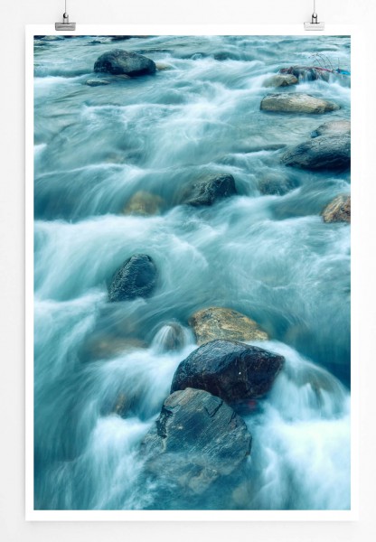 Naturfotografie  Reißender Reshi Fluss Indien 60x90cm Poster