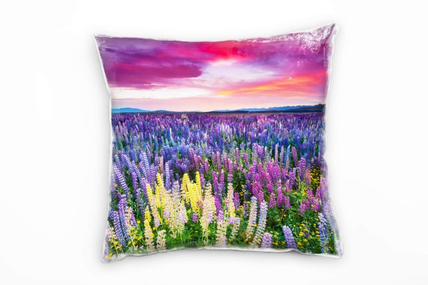 Blumen, bunt, Blumenwiese, farbenfroher Himmel Deko Kissen 40x40cm für Couch Sofa Lounge Zierkissen