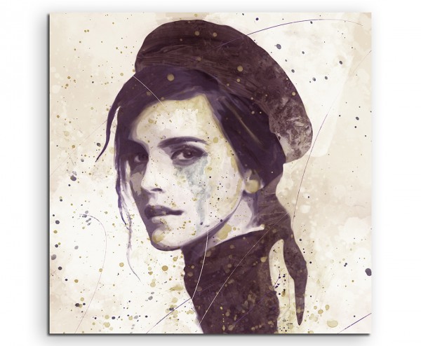 Emma Watson Splash 60x60cm Kunstbild als Aquarell auf Leinwand