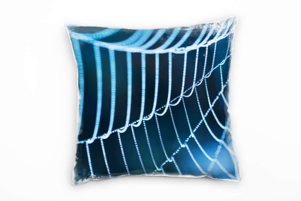 Macro, blau, schwarz, Spinnennetz Deko Kissen 40x40cm für Couch Sofa Lounge Zierkissen