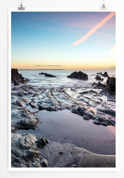 Landschaftsfotografie 60x90cm Poster Felsen am Strand Cornwall UK