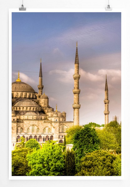 60x90cm Architekturfotografie Poster Blaue Moschee Istanbul Türkei