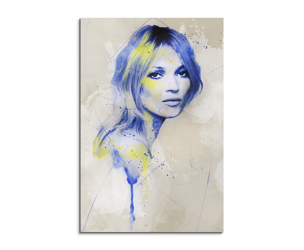 Kate Moss Splash 90x60cm Kunstbild als Aquarell auf Leinwand