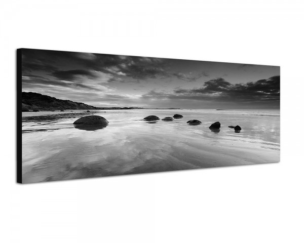 150x50cm Neuseeland Meer Strand Steine Morgenlicht