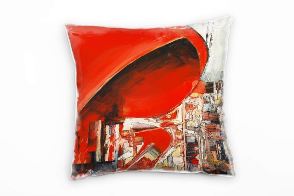 Abstrakt, rot, gemalt, Gebäude Deko Kissen 40x40cm für Couch Sofa Lounge Zierkissen
