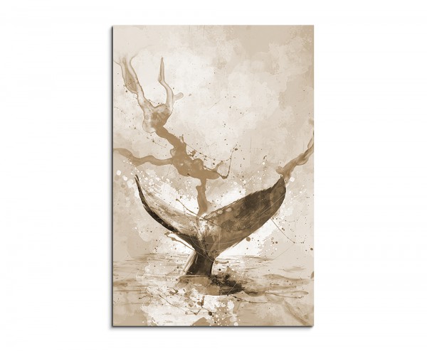 Wal 90x60cm Aquarell Art Leinwandbild Sepia