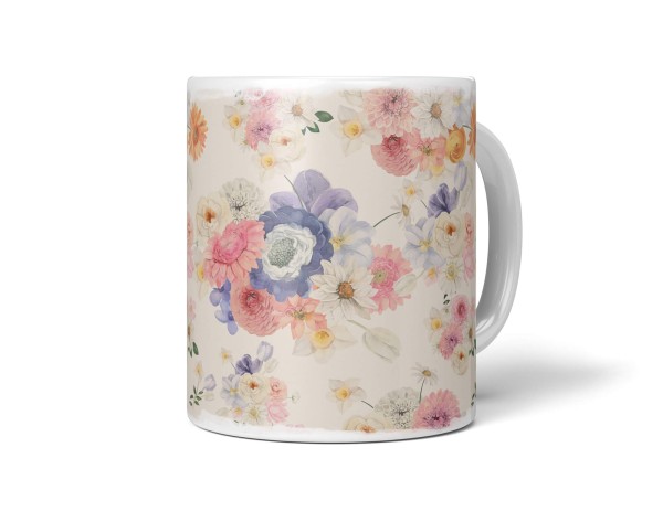 Dekorative Tasse mit schönem Motiv Blumen Blumenmuster Vintage Pastelltöne Sommer