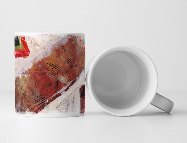 Tasse Geschenk antik-weißen Hintergrund; rot-orange Streifen/Ecken 