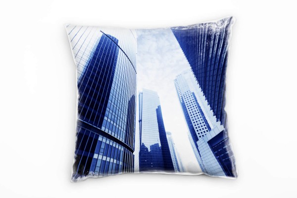 Urban und City, blau, grau, Hochhäuser, Shanghai Deko Kissen 40x40cm für Couch Sofa Lounge Zierkisse